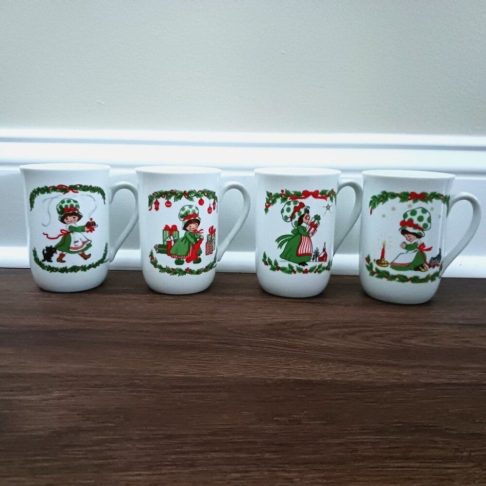 4 Vintage Jasco‎ SUGARPLUM Christmas Mugs LITTLE MISS SUGARPLUM 1980